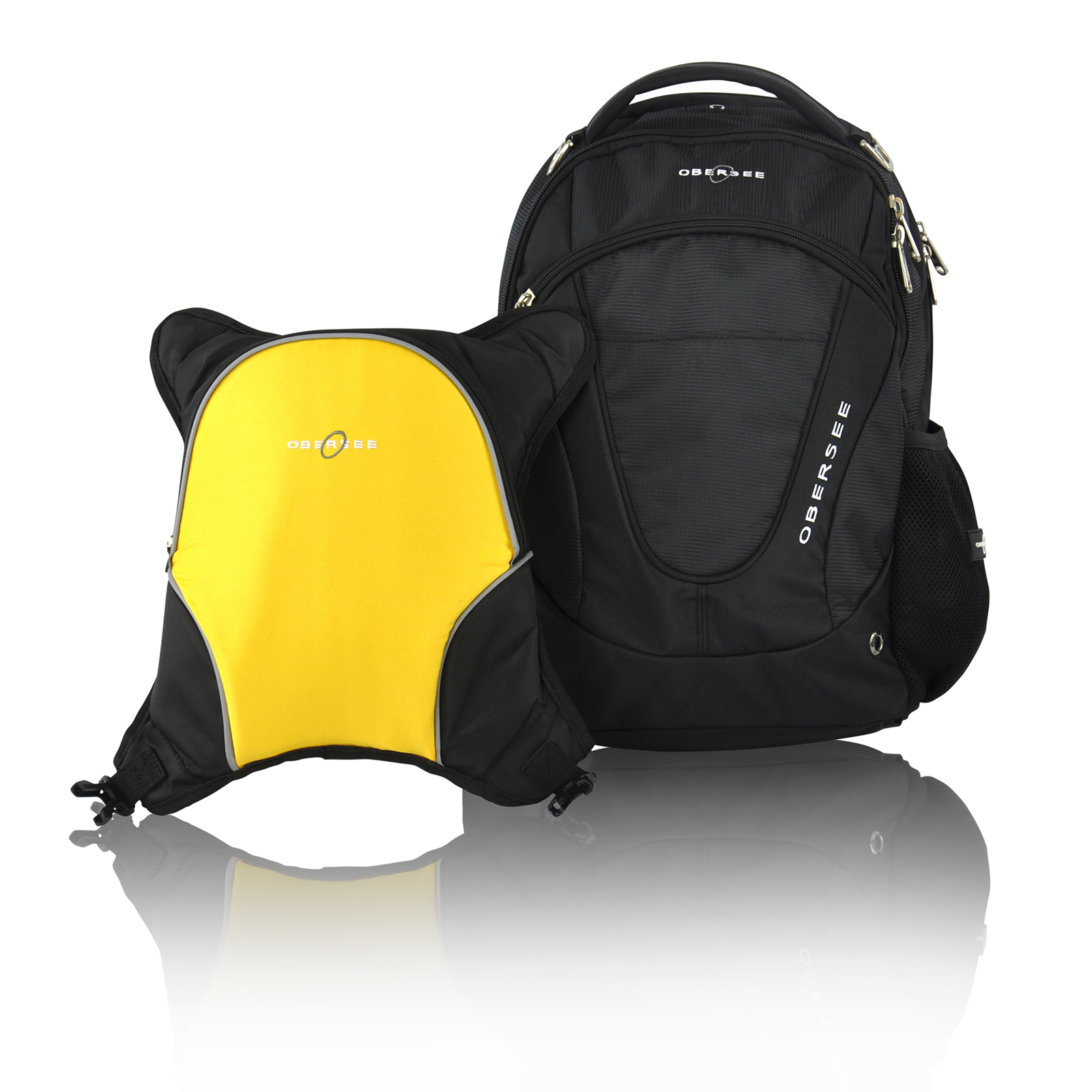 Obersee Oslo Diaper Bag Backpack with Detachable Cooler, Black / Yellow Obersee Oslo Diaper Bag Backpack with Detachable Cooler, Black / Yellow