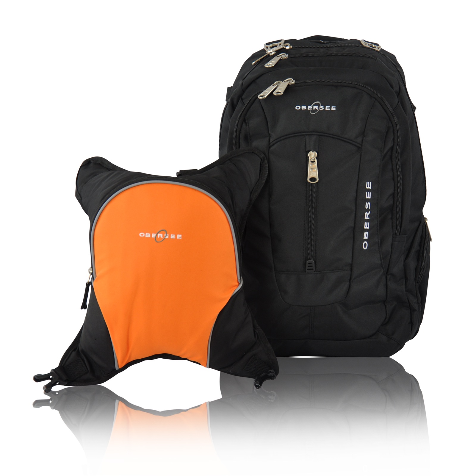 Obersee Bern Diaper Bag Backpack with Detachable Cooler, Black/Orange Obersee Bern Diaper Bag Backpack with Detachable Cooler, Black/Orange