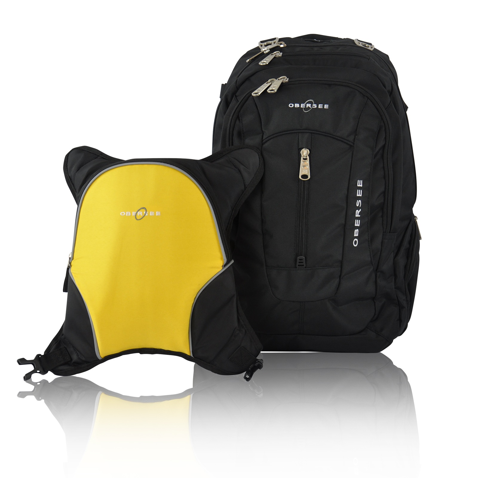 Obersee Bern Diaper Bag Backpack with Detachable Cooler, Black/Yellow Obersee Bern Diaper Bag Backpack with Detachable Cooler, Black/Yellow