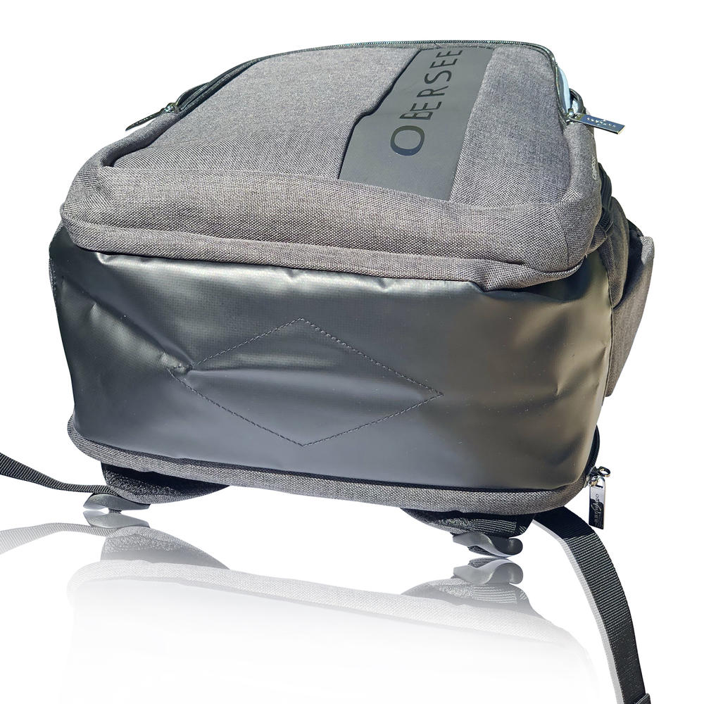 Obersee  Prague Baby Diaper Backpack with Changing Pad & Bottle Cooler, Grey