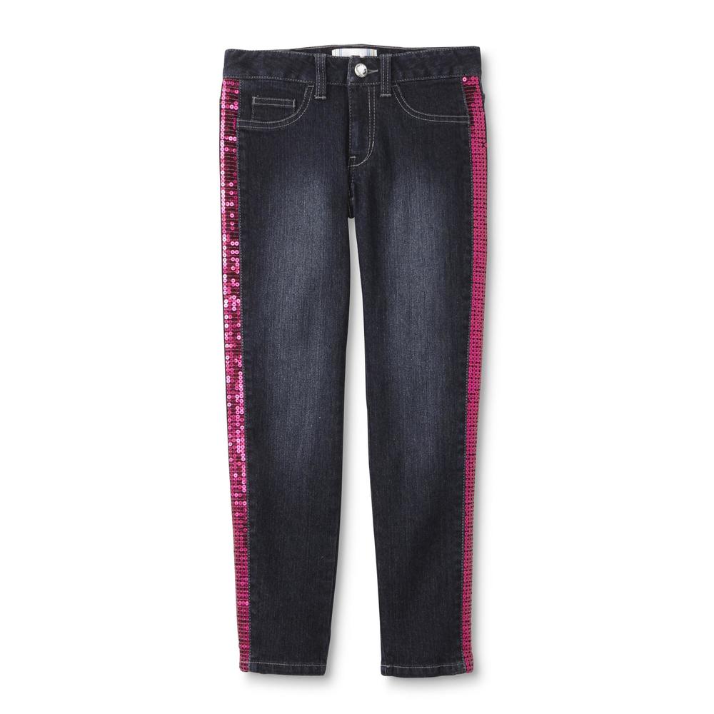 Piper Girl's Embellished Skinny Jeans - Striped