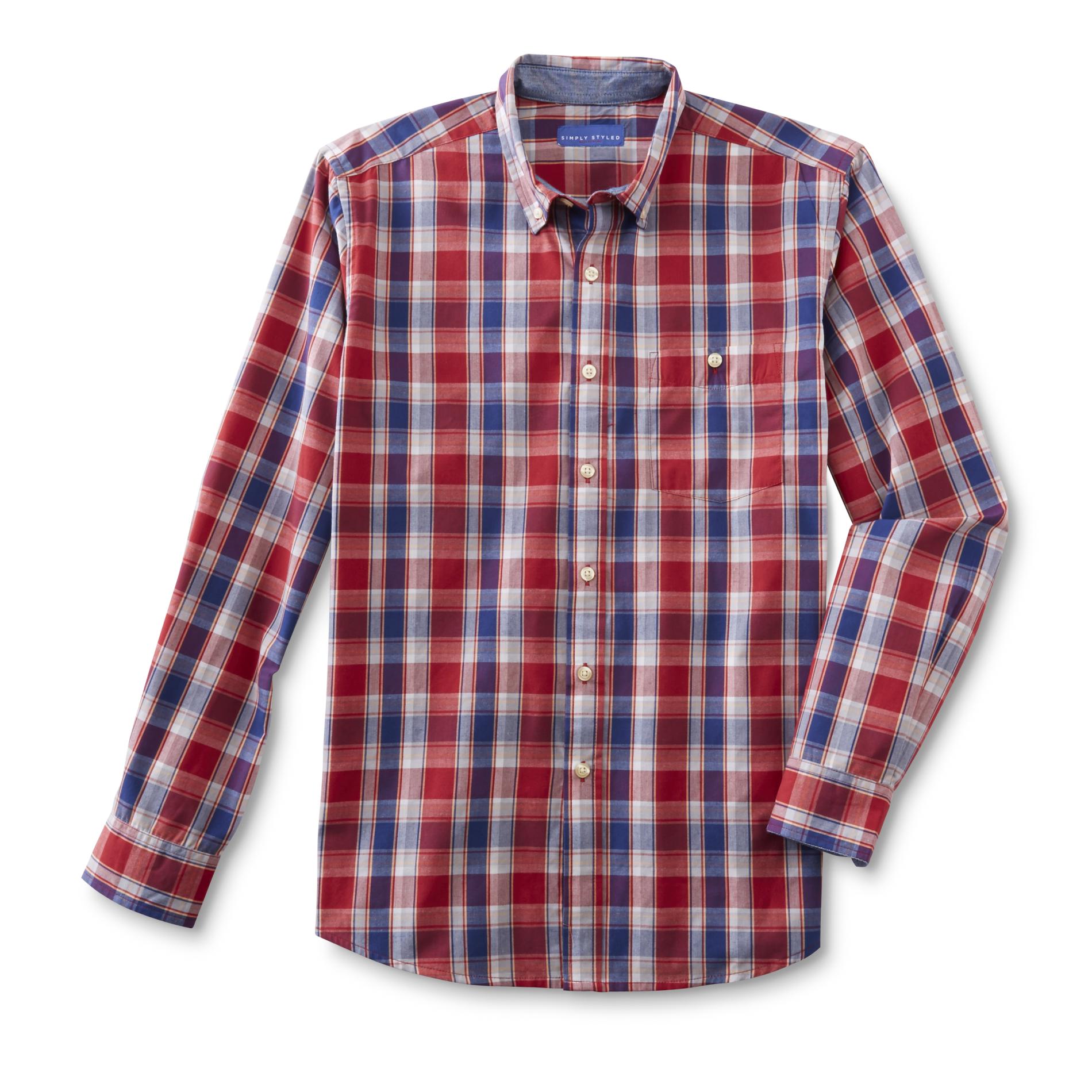 Simply Styled Men's Woven Long-Sleeve Shirt - Plaid