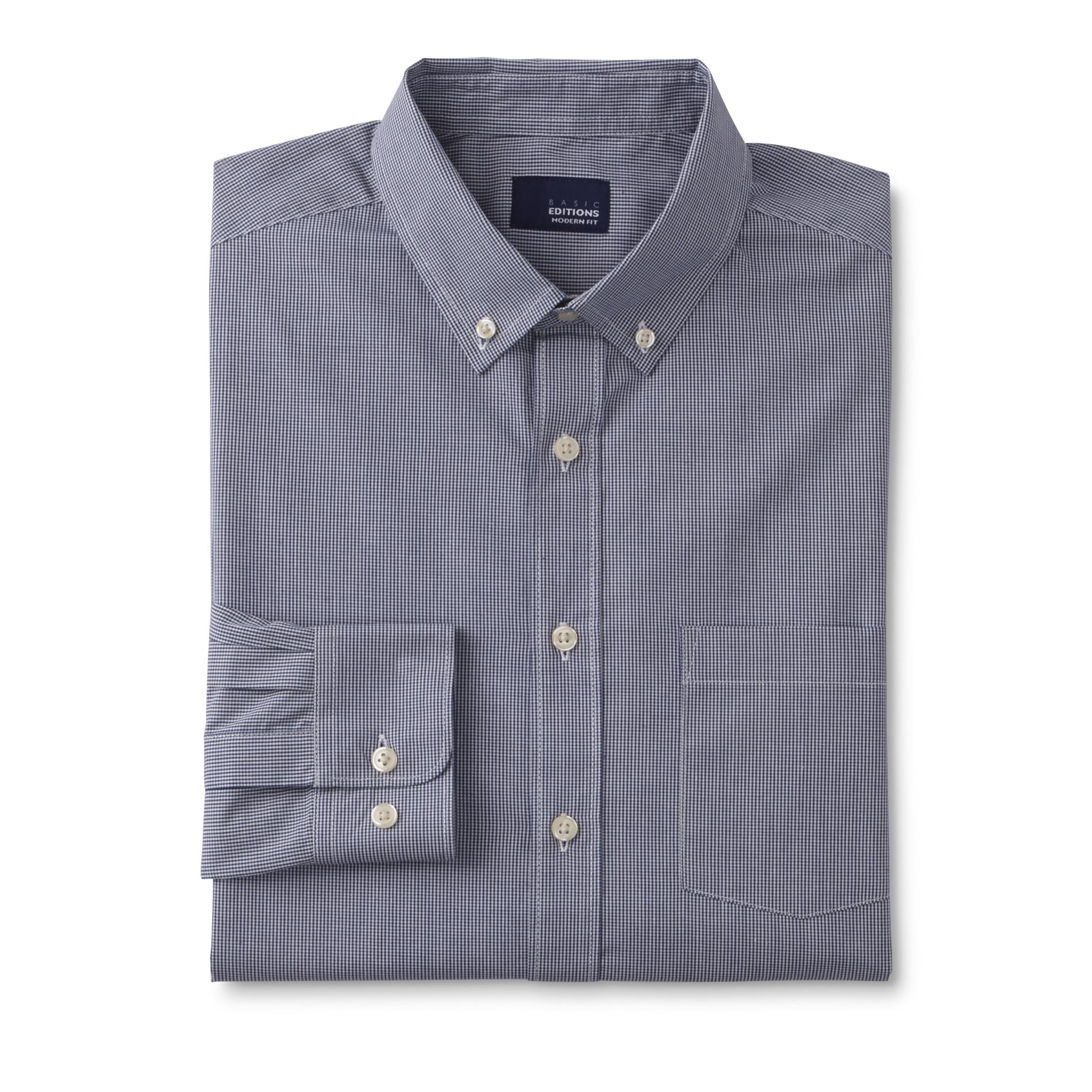 Basic Editions Men's Button-Front Shirt - Checkered