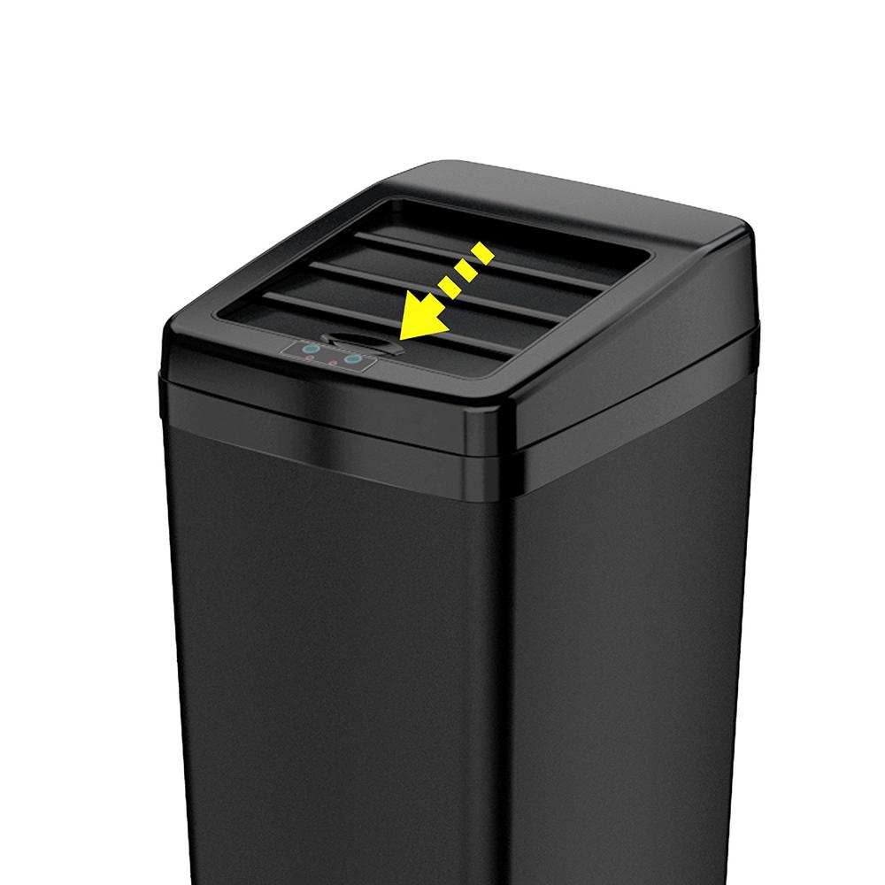 ITOUCHLESS 14 Gallon Black Steel Automatic Sensor Touchless Trash Can