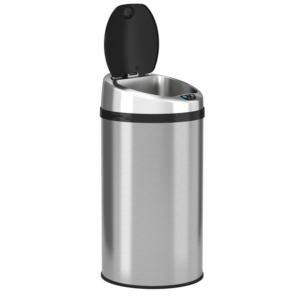 ITOUCHLESS 8 Gallon Round Stainless Steel Automatic Sensor Touchless ...