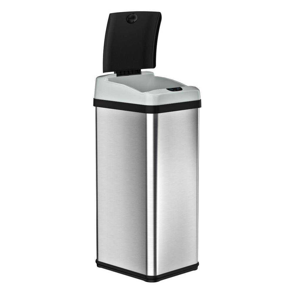 ITOUCHLESS  Rectangular Extra-Wide Stainless Steel Automatic Sensor Touchless Trash Can, 13 Gallon, 11.8-Inch Opening
