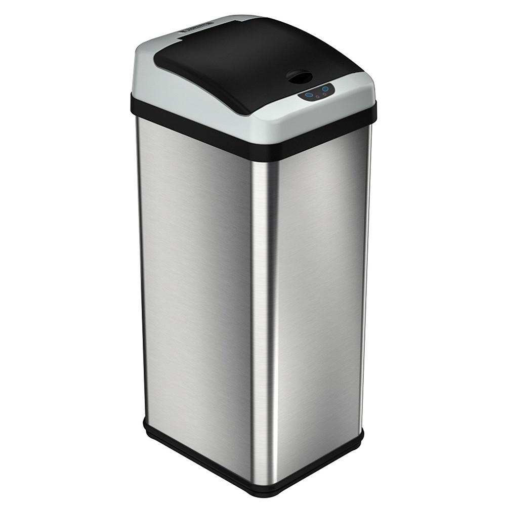ITOUCHLESS  Rectangular Extra-Wide Stainless Steel Automatic Sensor Touchless Trash Can, 13 Gallon, 11.8-Inch Opening