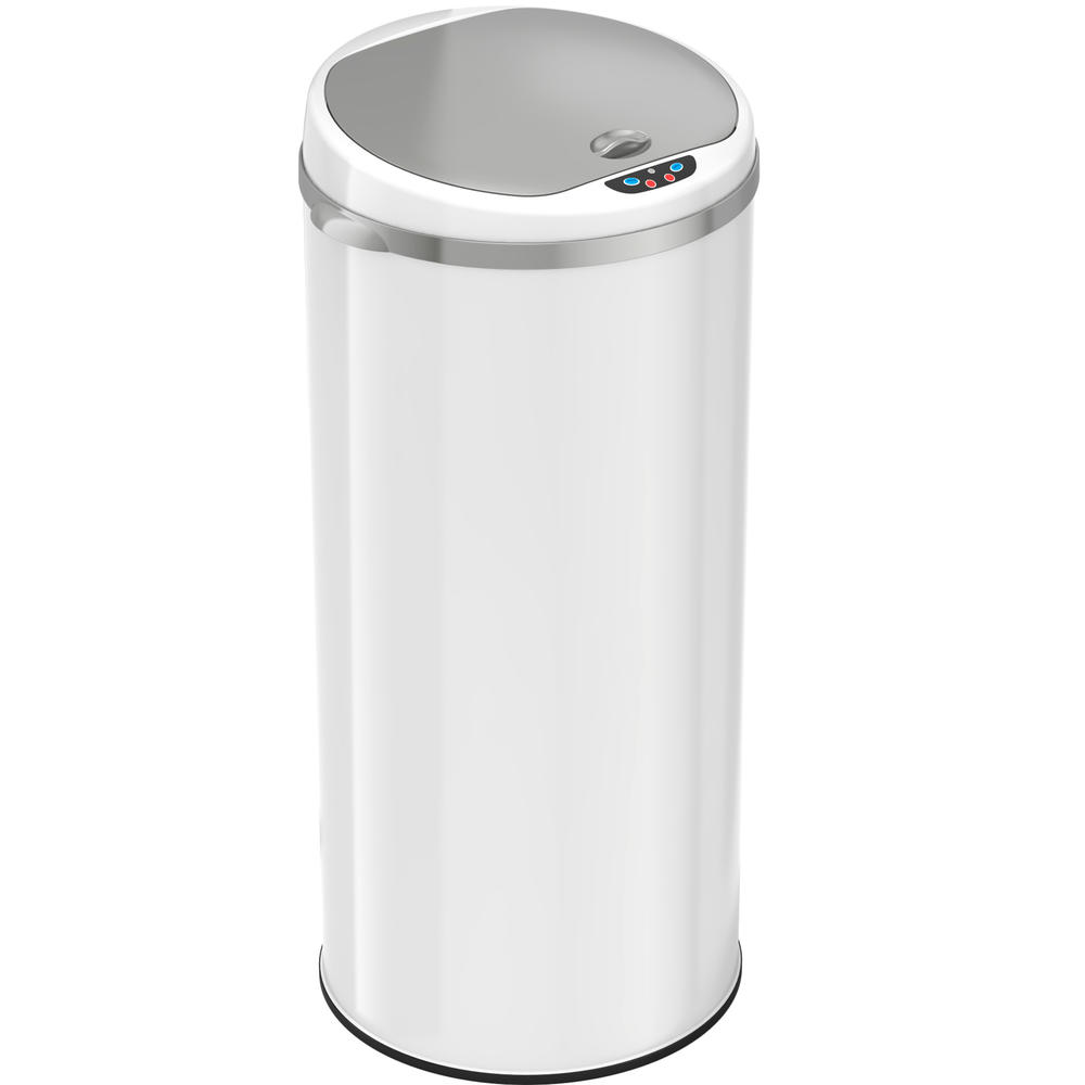 ITOUCHLESS  Deodorizer Round Sensor Trash Can, Matte Finish Pearl White, 13 Gallon, 10.25-Inch Opening