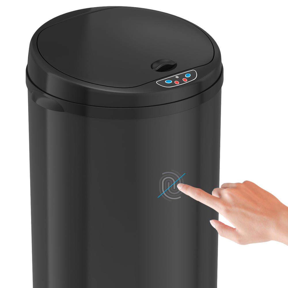 ITOUCHLESS  Deodorizer Round Sensor Trash Can, Matte Finish Black, 13 Gallon, 10.25-Inch Opening