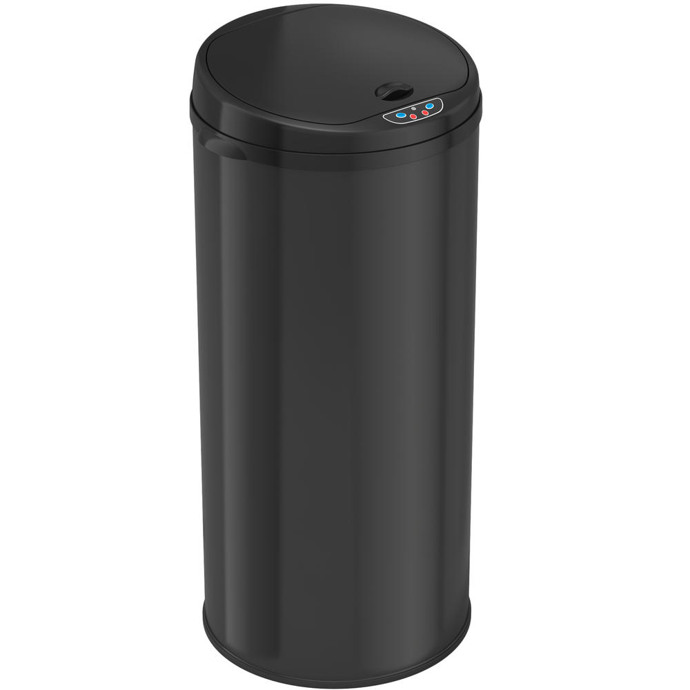 ITOUCHLESS  Deodorizer Round Sensor Trash Can, Matte Finish Black, 13 Gallon, 10.25-Inch Opening