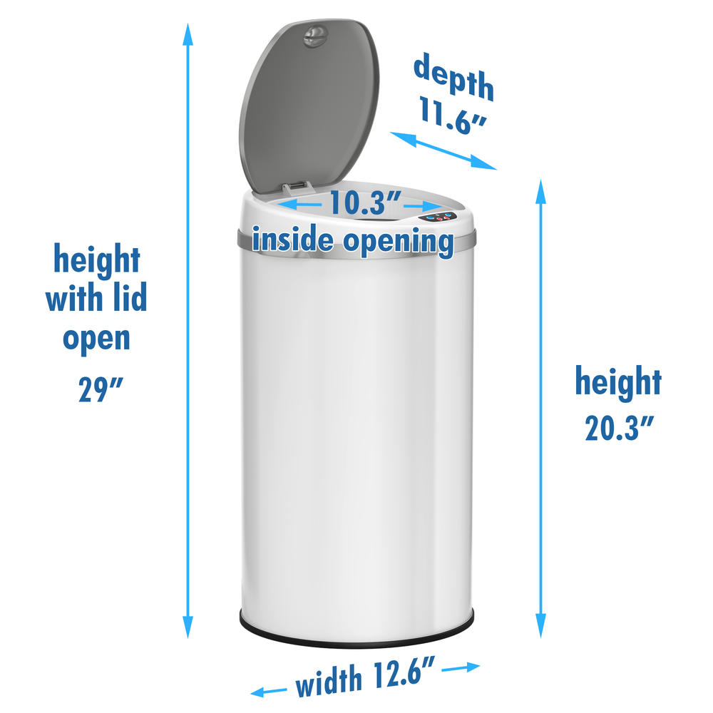 ITOUCHLESS  Deodorizer Round Sensor Trash Can, Matte Finish Pearl White, 8 Gallon, 10.25-Inch Opening