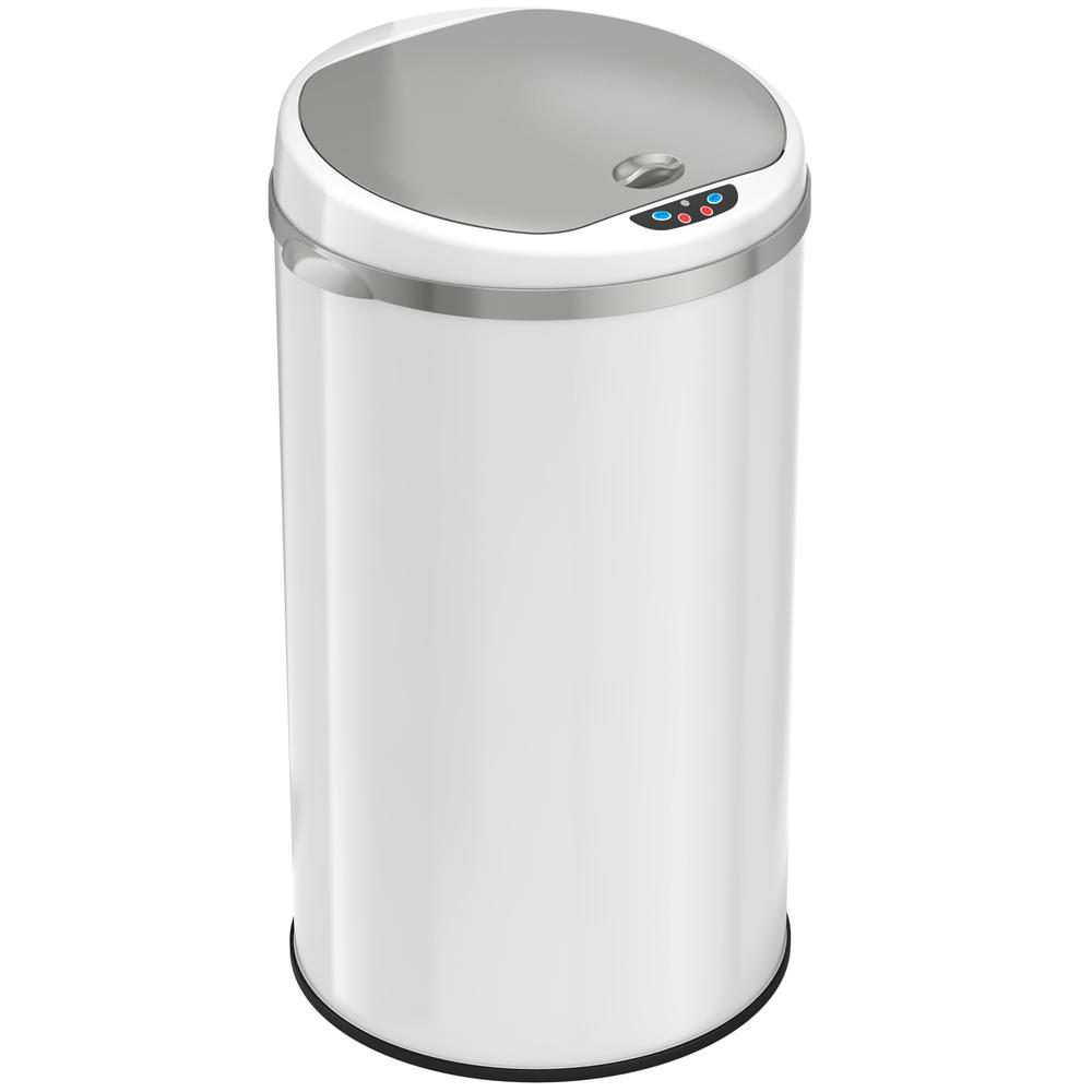 ITOUCHLESS  Deodorizer Round Sensor Trash Can, Matte Finish Pearl White, 8 Gallon, 10.25-Inch Opening