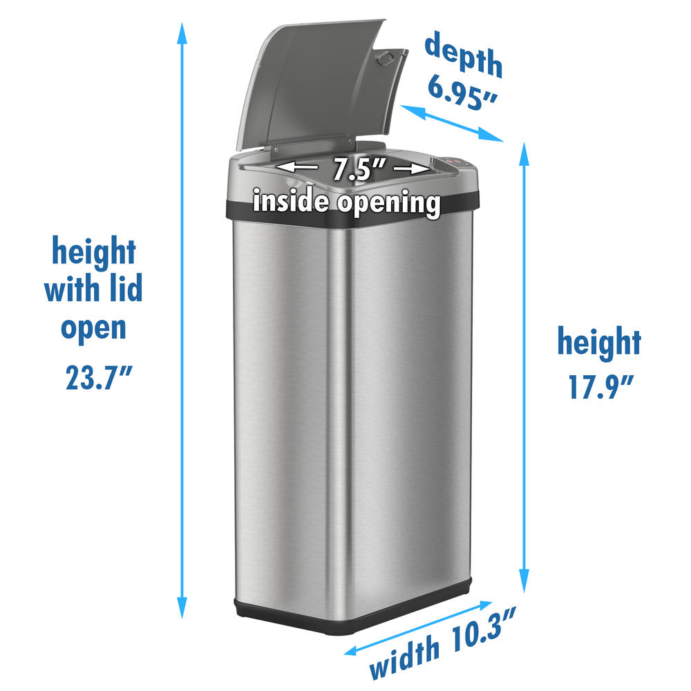 ITOUCHLESS  Multifunction Sensor Trash Can, Stainless Steel Silver, 4 Gallon, 8.25-Inch Opening