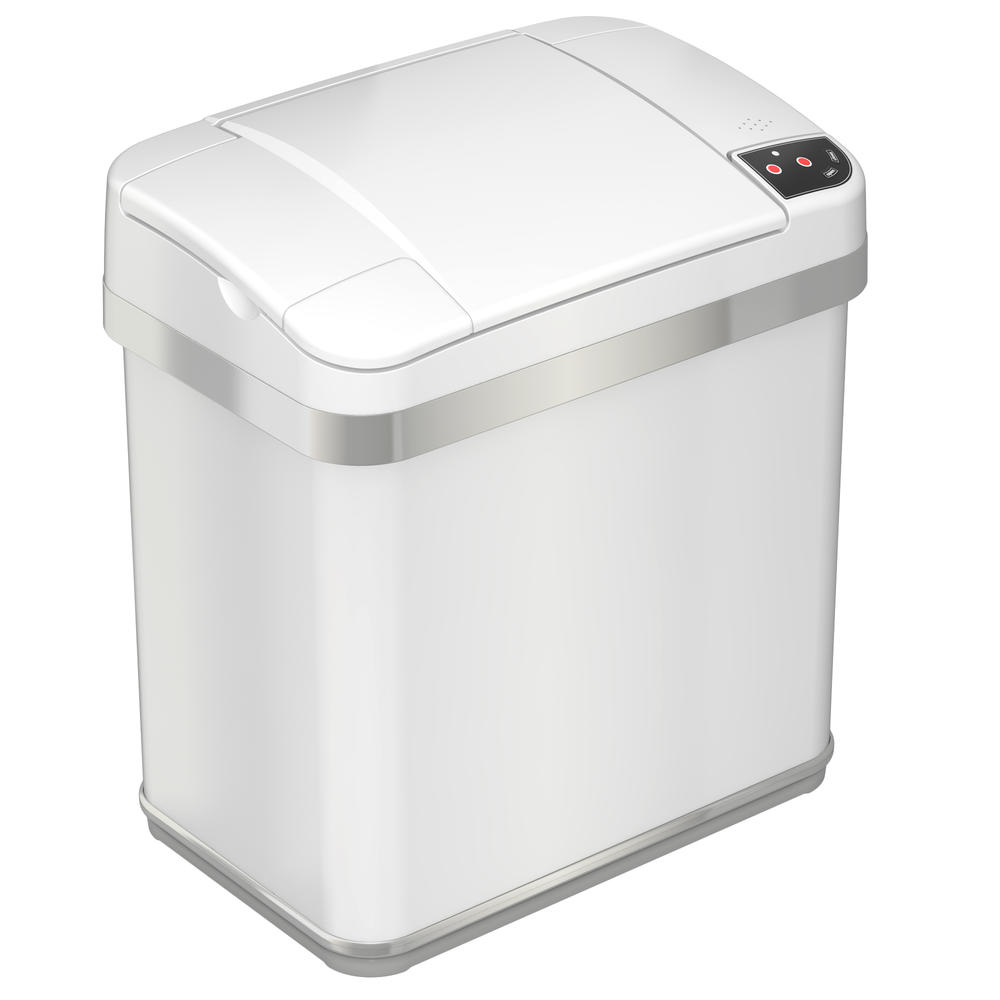 ITOUCHLESS  Automatic Touchless Sensor Trash Can - includes Odor Filter and Fragrance &#8211; 2.5 Gallon / 9.5 Liter - White