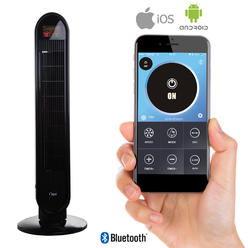 Ozeri 360 Oscillation, Bluetooth and Micro-Blade Noise Reduction Technology Tower Fan, Black