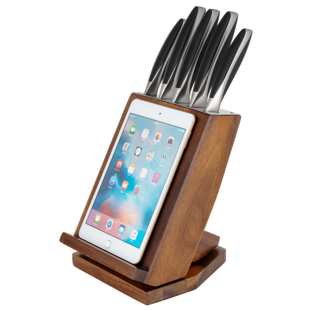 Ozeri  6-Piece Japanese Stainless Steel Knife Block Set with Rotating Knife Block and Tablet Holder