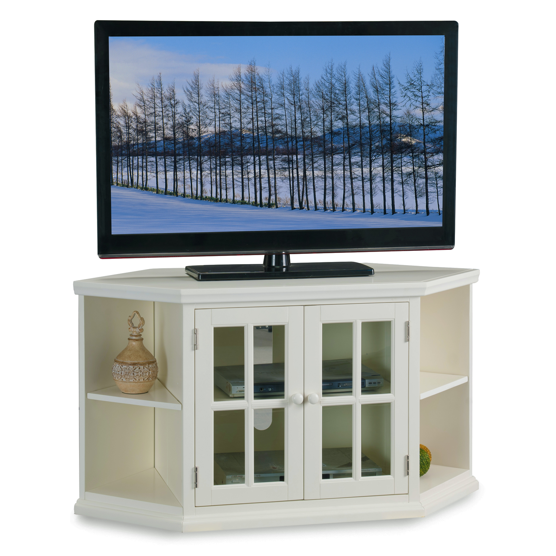 Leick White 46" Corner TV Stand with Bookcases Shop Your Way Online