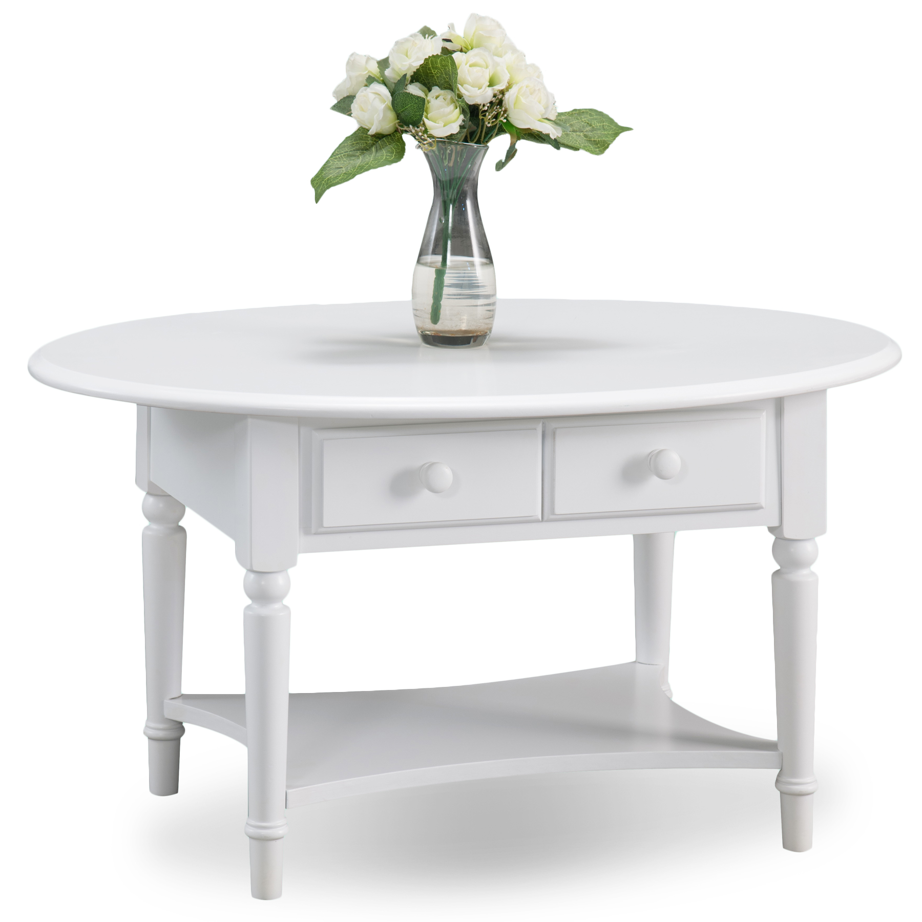 Leick Orchid White Coastal Oval Coffee Table w/Shelf