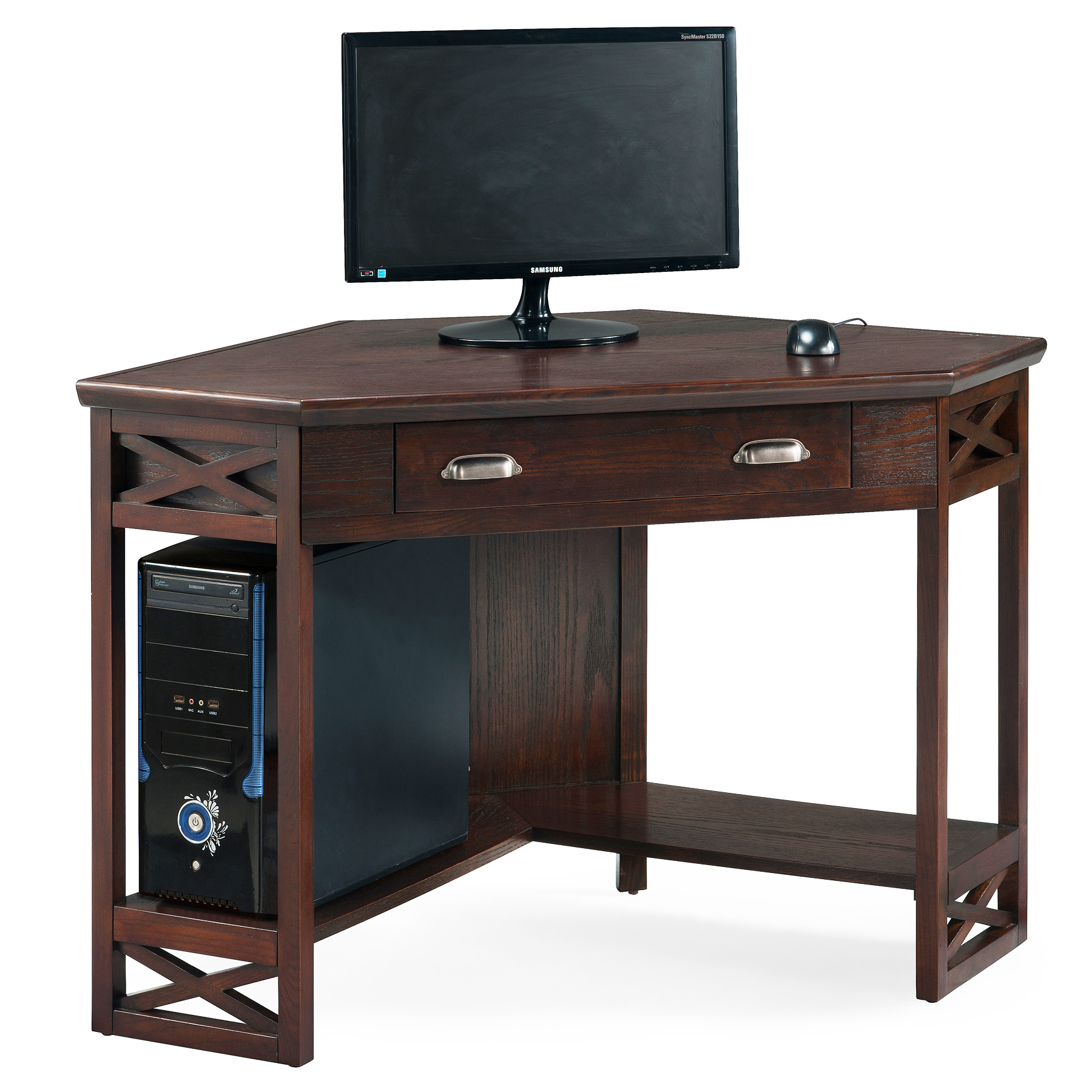 Leick Chocolate Oak Corner Computer/Writing Desk, Brown Leick Chocolate Oak Corner Computer/Writing Desk, Brown