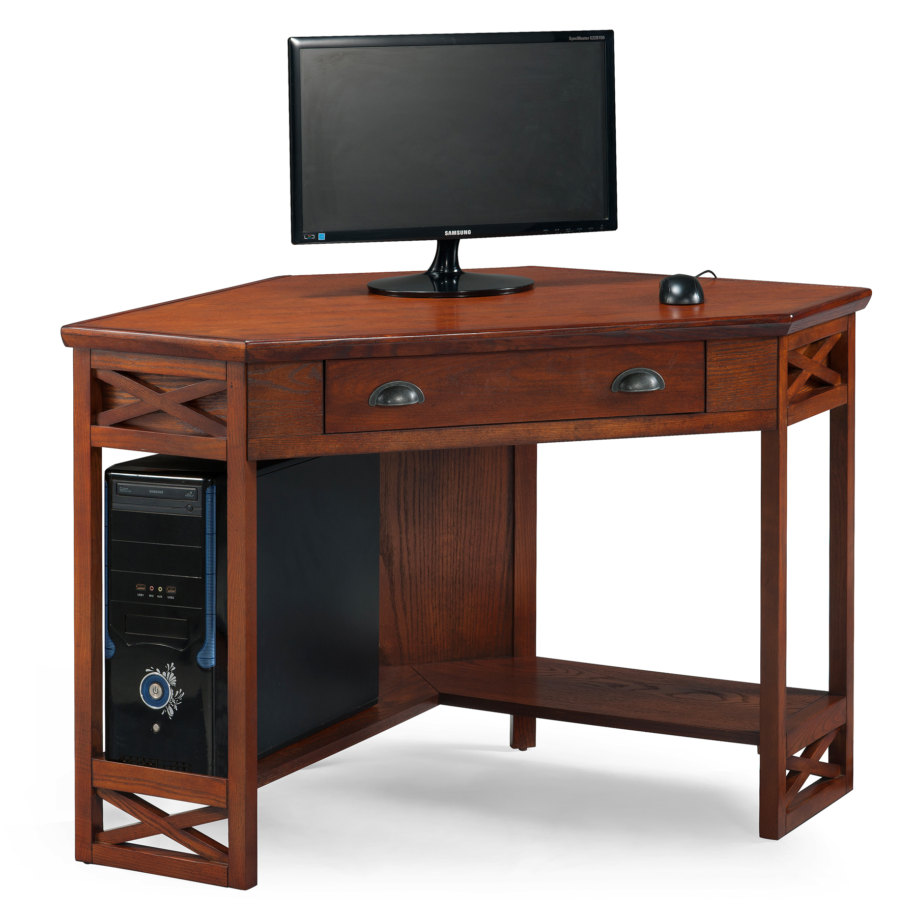 Leick Oak Corner Computer/Writing Desk, Brown Leick Oak Corner Computer/Writing Desk, Brown
