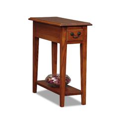 Leick Furniture Leick Solid Wood Side End Table with Storage Drawer and Shelf, Small, Narrow, Accent Table, Hand Applied Rustic Oak Finish