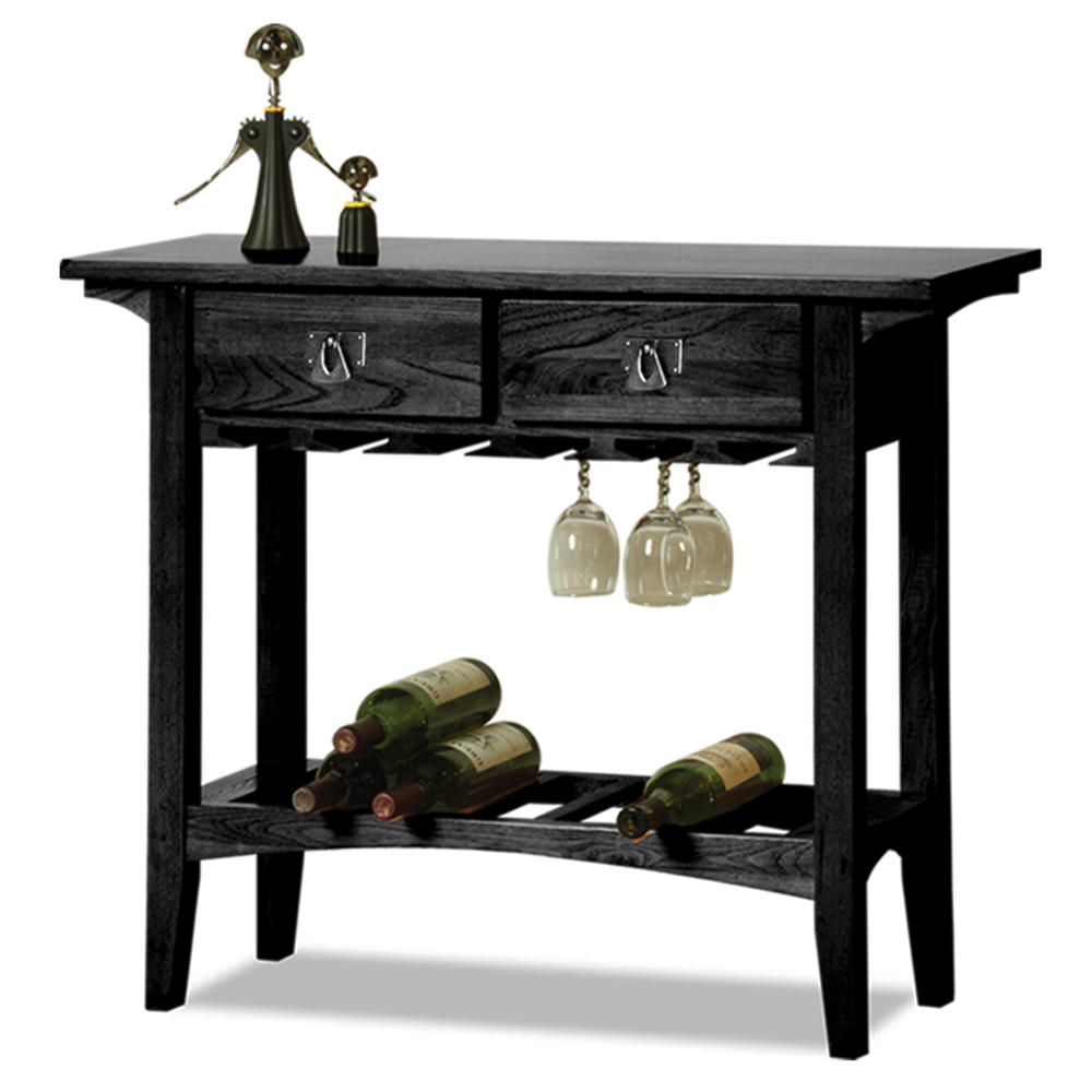 Leick  Mission Wine Table with Storage Drawers - Slate Black Finish