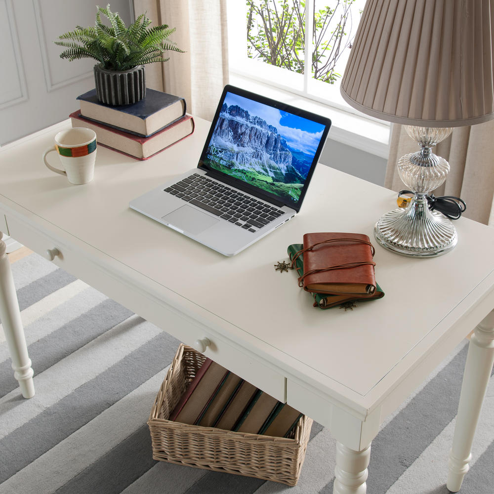 Leick 85410 Cottage White Turned leg Laptop Desk with Center Drawer