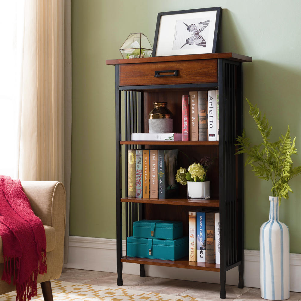 Leick Ironcraft Mantel Height Bookcase with Drawer Storage by  Home