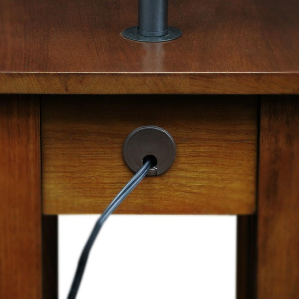 Leick Mission Chairside Swing Arm Lamp Table with Burlap Shade Medium Oak