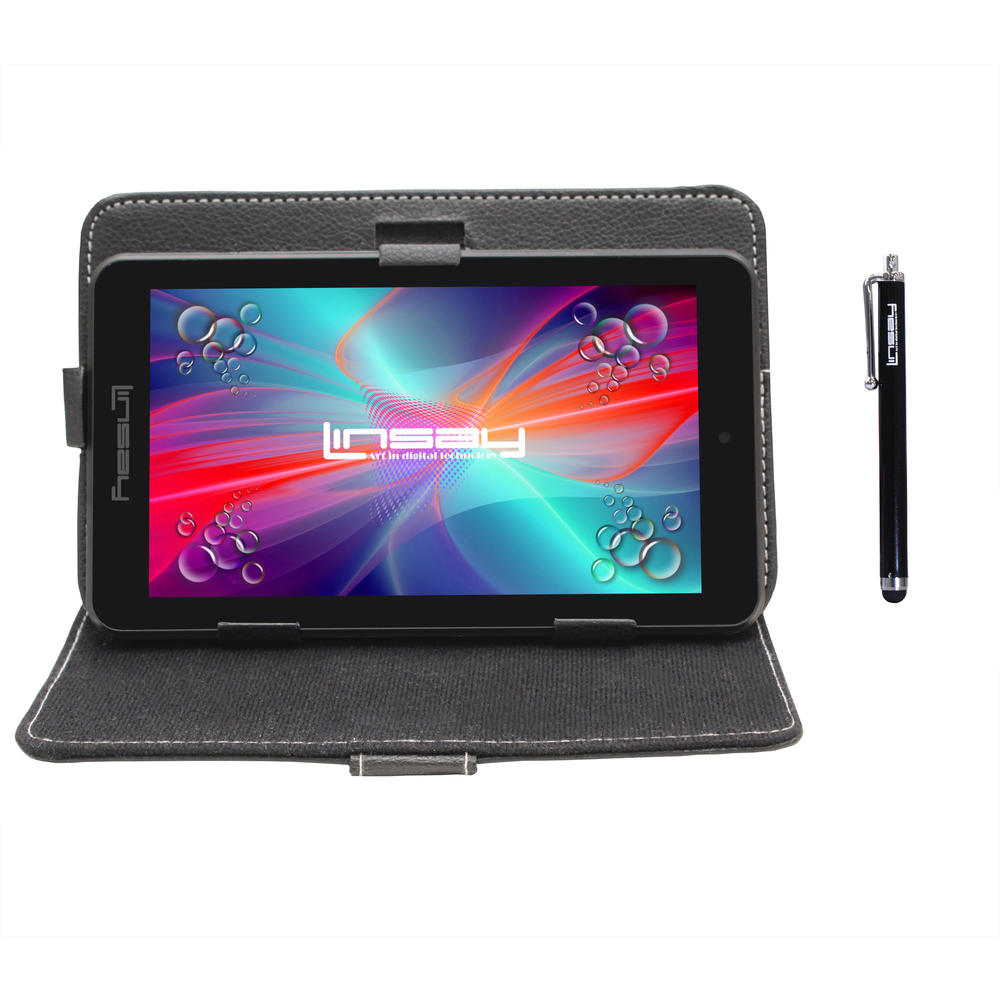 LINSAY &#174; 7'' New Quad-Core 2GB RAM 16GB Android 9.0 Pie Tablet with Black Standing Case and Stylus Pen