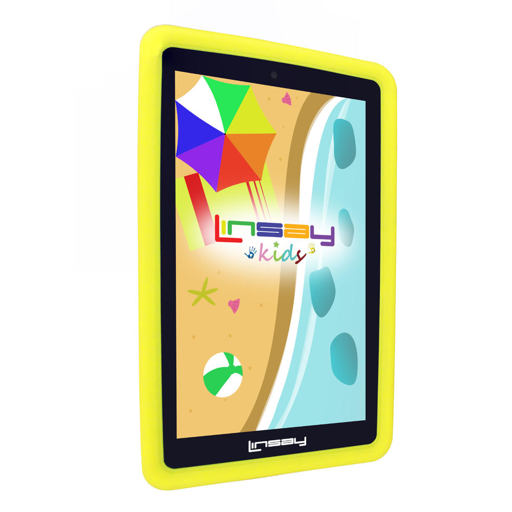 LINSAY &#174; 7" New Quad-Core 2GB RAM 16GB Android 9.0 Pie Tablet with Yellow Kids Defender Case