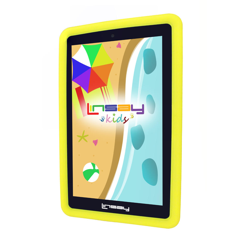LINSAY &#174; 7" New Quad-Core 2GB RAM 16GB Android 9.0 Pie Tablet with Yellow Kids Defender Case