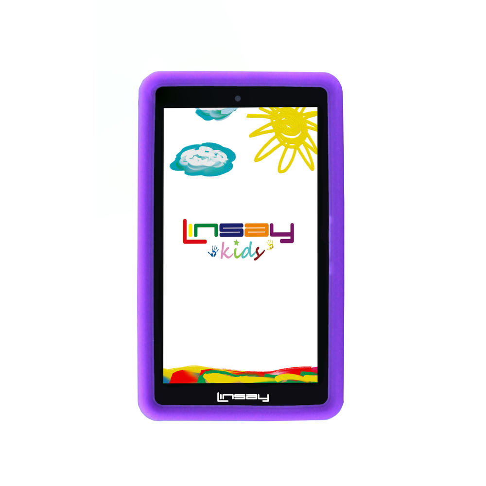 LINSAY ® 7" New Quad-Core 2GB RAM 16GB Android 9.0 Pie Tablet with Purple Kids Defender Case