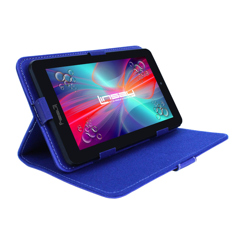 LINSAY &#174; 7'' New Quad-Core 2GB RAM 16GB Android 9.0 Pie Tablet with Blue Standing Case