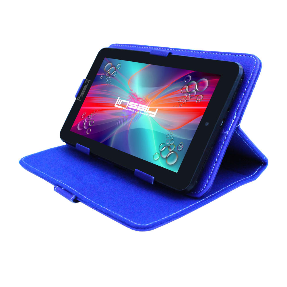 LINSAY &#174; 7'' New Quad-Core 2GB RAM 16GB Android 9.0 Pie Tablet with Blue Standing Case