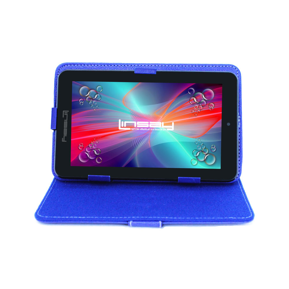 LINSAY ® 7'' New Quad-Core 2GB RAM 16GB Android 9.0 Pie Tablet with Blue Standing Case