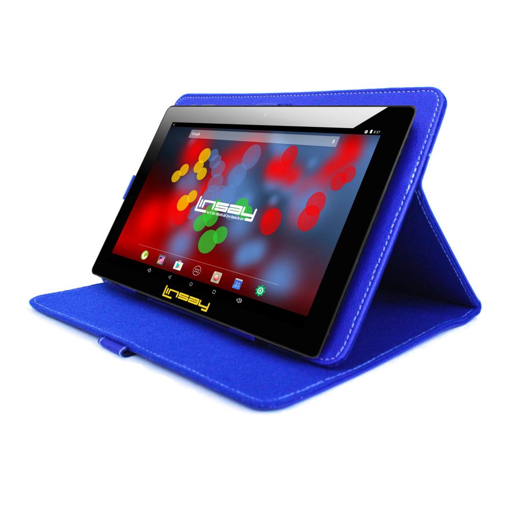 LINSAY &#174; 10.1" New 1280x800 IPS Screen Quad-Core 2GB RAM 16GB Android 9.0 Pie Tablet with Blue Standing Case