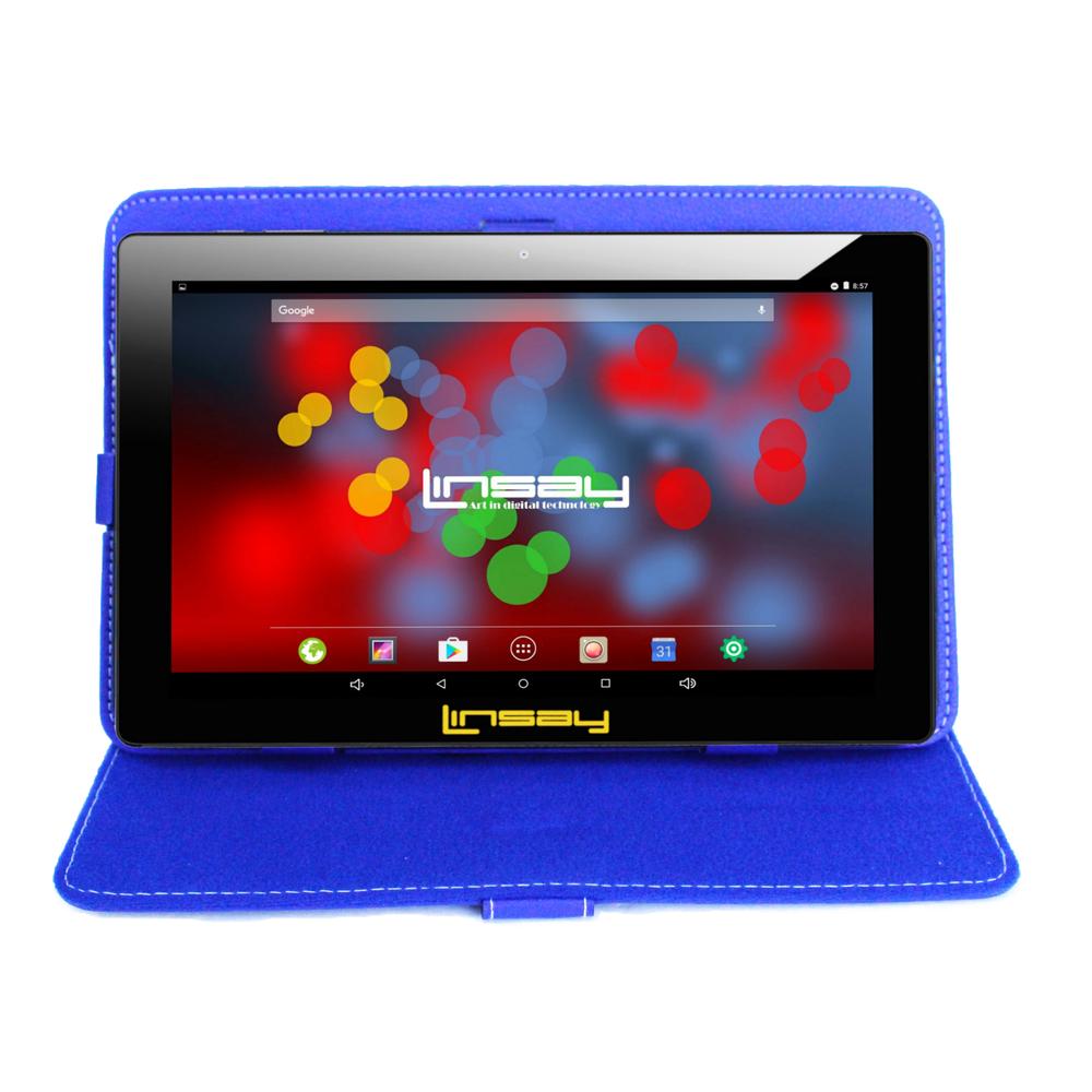 LINSAY ® 10.1" New 1280x800 IPS Screen Quad-Core 2GB RAM 16GB Android 9.0 Pie Tablet with Blue Standing Case