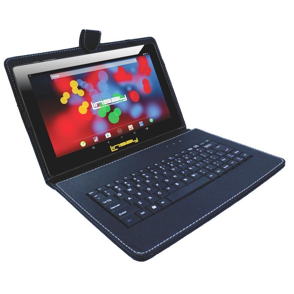 LINSAY &#174; 10.1" New 1280x800 IPS Screen Quad-Core 2GB RAM 16GB Android 9.0 Pie Tablet with Black Keyboard Case