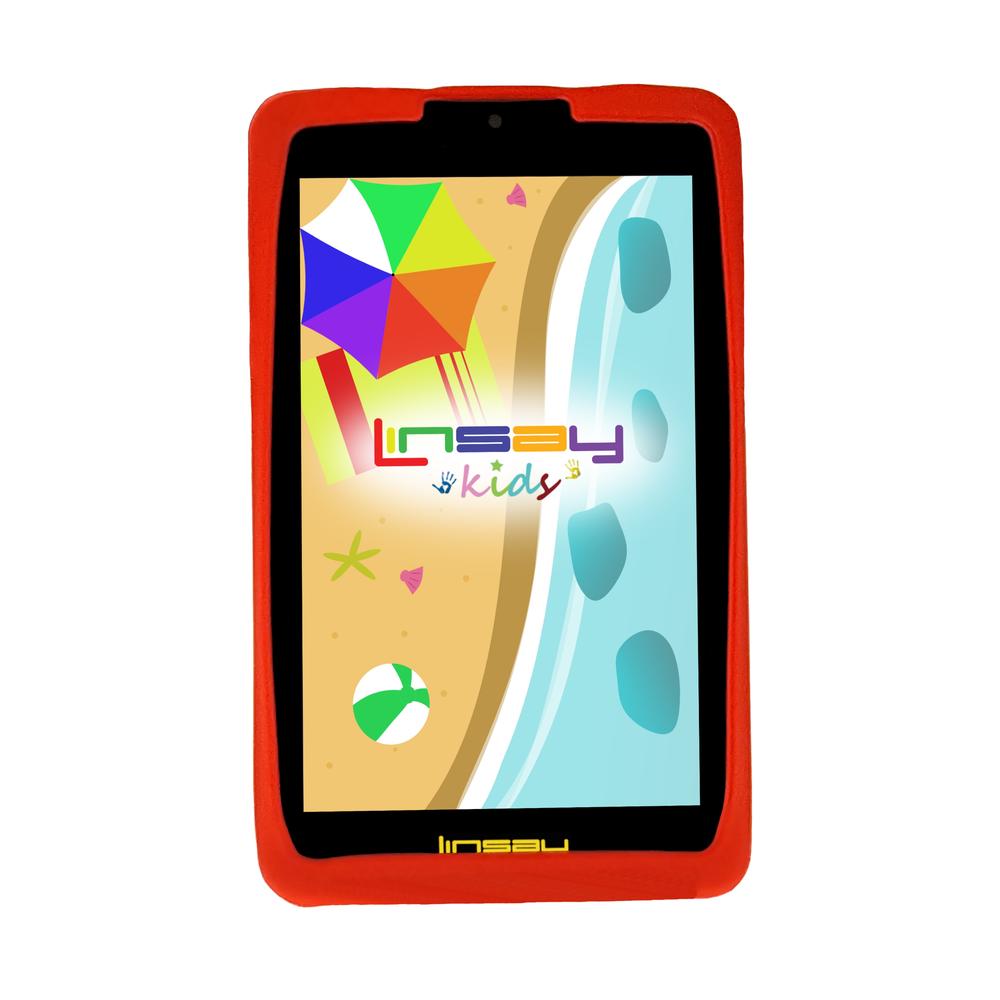 LINSAY ® 7" New Quad-Core 2GB RAM 16GB Android 9.0 Pie Tablet with Red Kids Defender Case