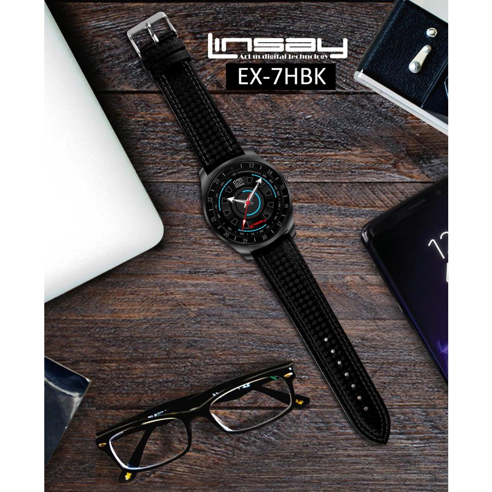 LINSAY EX-7HBK &#174;  Heavy Duty Smart Watch Black with Camera and Google Assistant