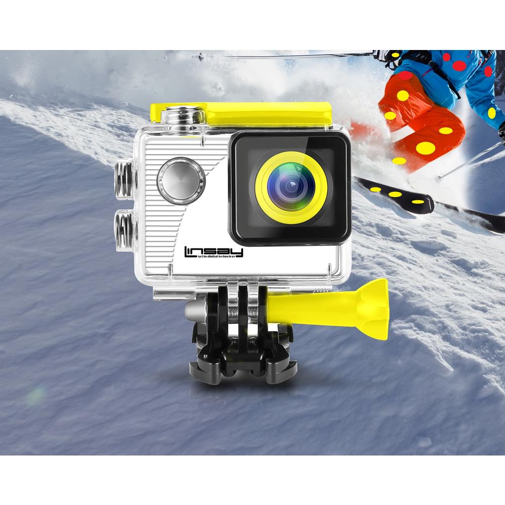 LINSAY X5000AY &#174;  New Funny Kids Action Camera Sport Outdoor Activities Hd Video and Photos Yellow Micro SD Card Slot up to 32gb