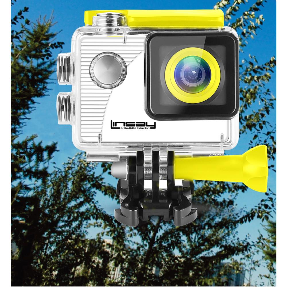 LINSAY X5000AY &#174;  New Funny Kids Action Camera Sport Outdoor Activities Hd Video and Photos Yellow Micro SD Card Slot up to 32gb
