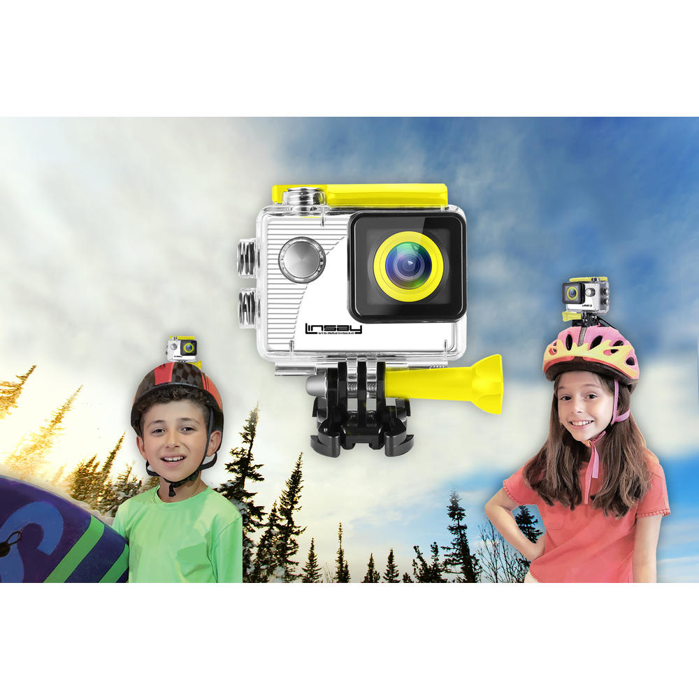 LINSAY X5000AY ®  New Funny Kids Action Camera Sport Outdoor Activities Hd Video and Photos Yellow Micro SD Card Slot up to 32gb