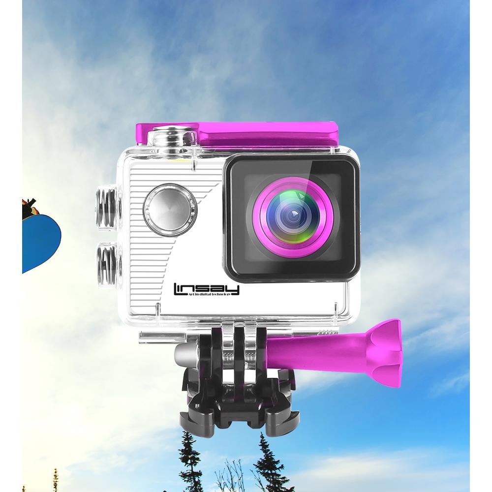 LINSAY X5000AP &#174;  Funny Kids Action Camera Sport Outdoor Activities Hd Video and Photos Pink Micro SD Card Slot up to 32 gb