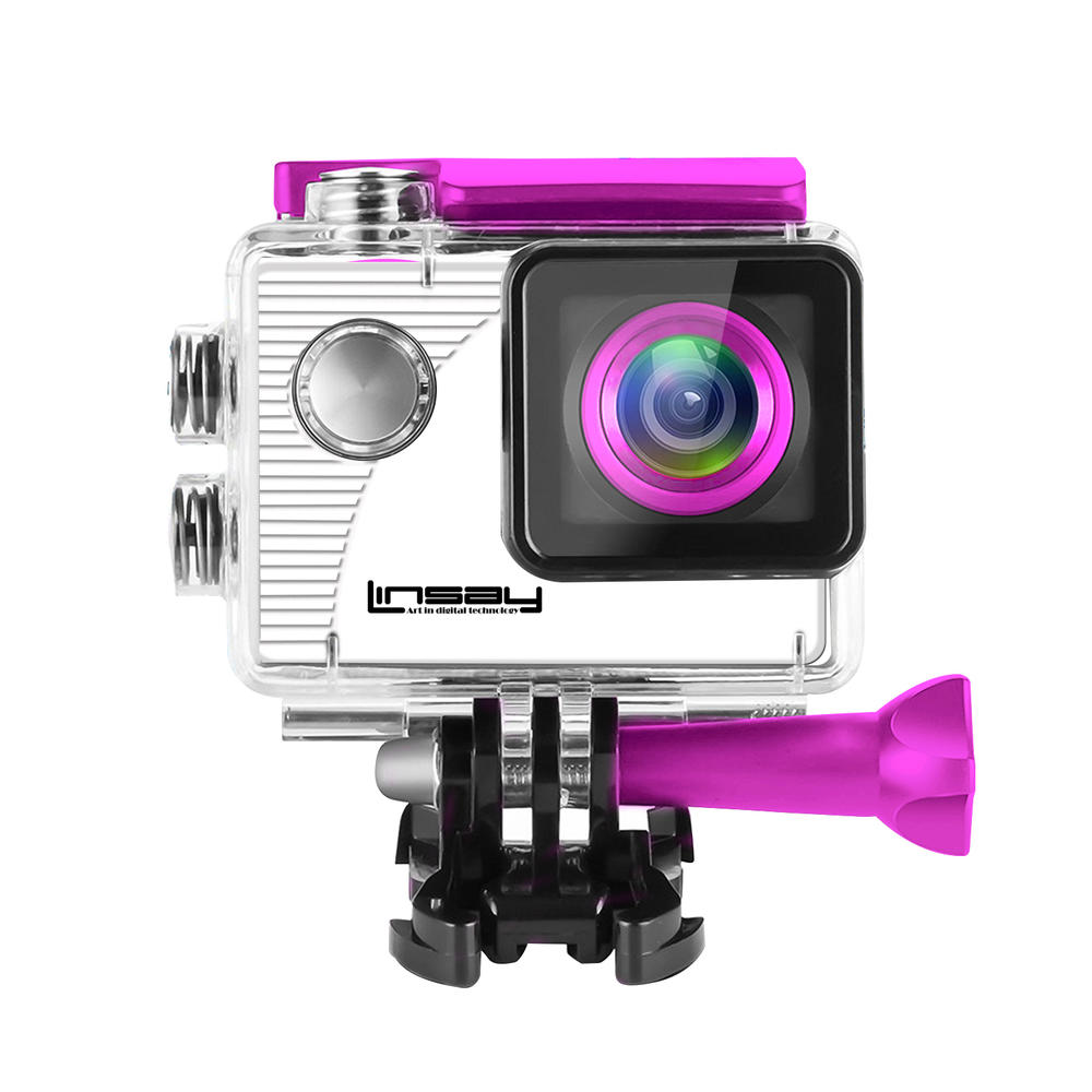 LINSAY X5000AP &#174;  Funny Kids Action Camera Sport Outdoor Activities Hd Video and Photos Pink Micro SD Card Slot up to 32 gb