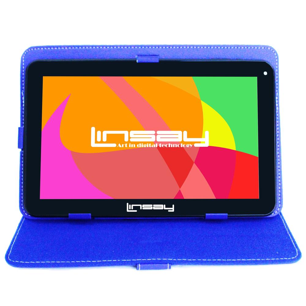 LINSAY ® 10.1" New Quad-Core 2GB RAM 16GB Android 9.0 Pie Tablet with Blue Standing Case