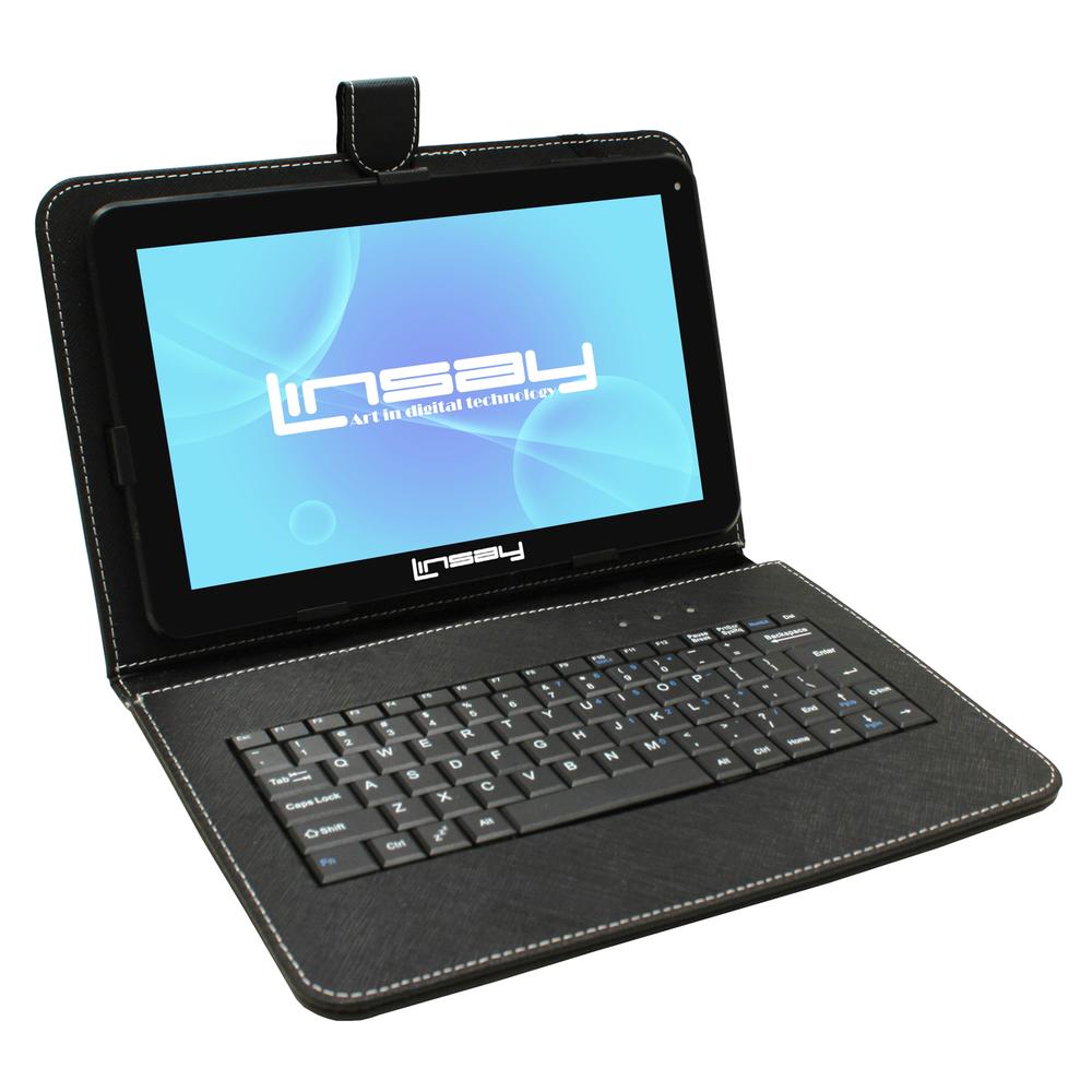 LINSAY &#174; 10.1" New Quad-Core 2GB RAM 16GB Android 9.0 Pie Tablet with Black Keyboard Case