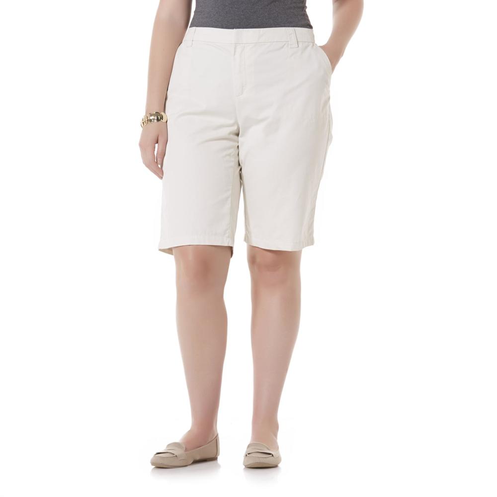 Basic Editions Women's Plus Flat Front Shorts