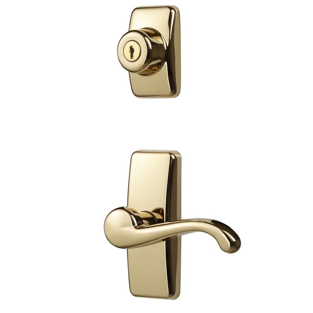 Ideal Security Inc. Deluxe Storm and Screen Door Lever Handle and Keyed Deadbolt Brass Finish